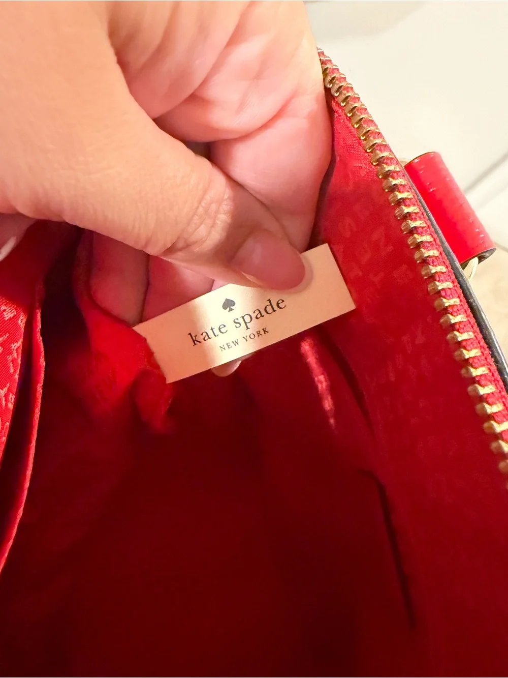 kate spade Red Pebbled Leather Dome Satchel with Crossbody Strap